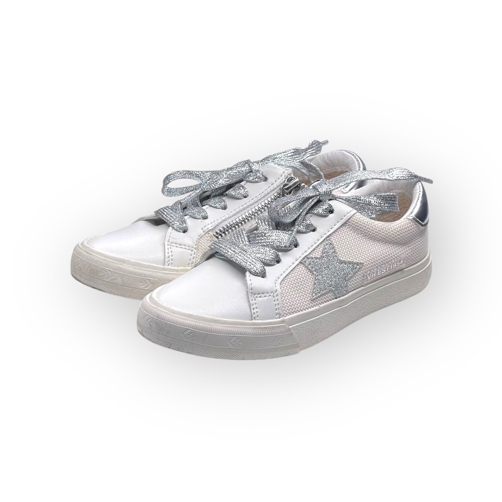 Vintage Havana 𖤐 Gita Star Sneakers 𖤐 Vegan Leather Silver Metallic Glitter 𖤐 12 - Picture 8 of 16